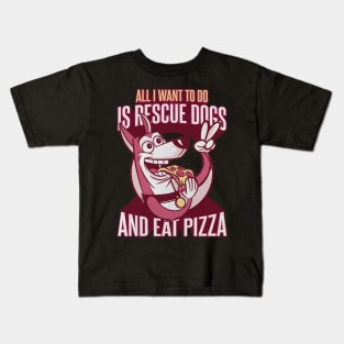 Rescue dog eating pizza Kids T-Shirt